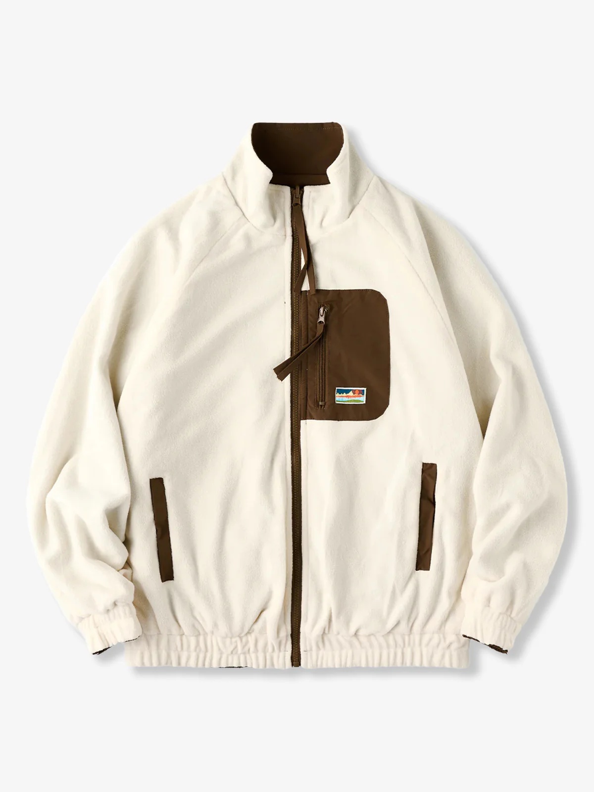 Reversible Stand Collar Jacket with Mini Chest Embroidery - Image 5