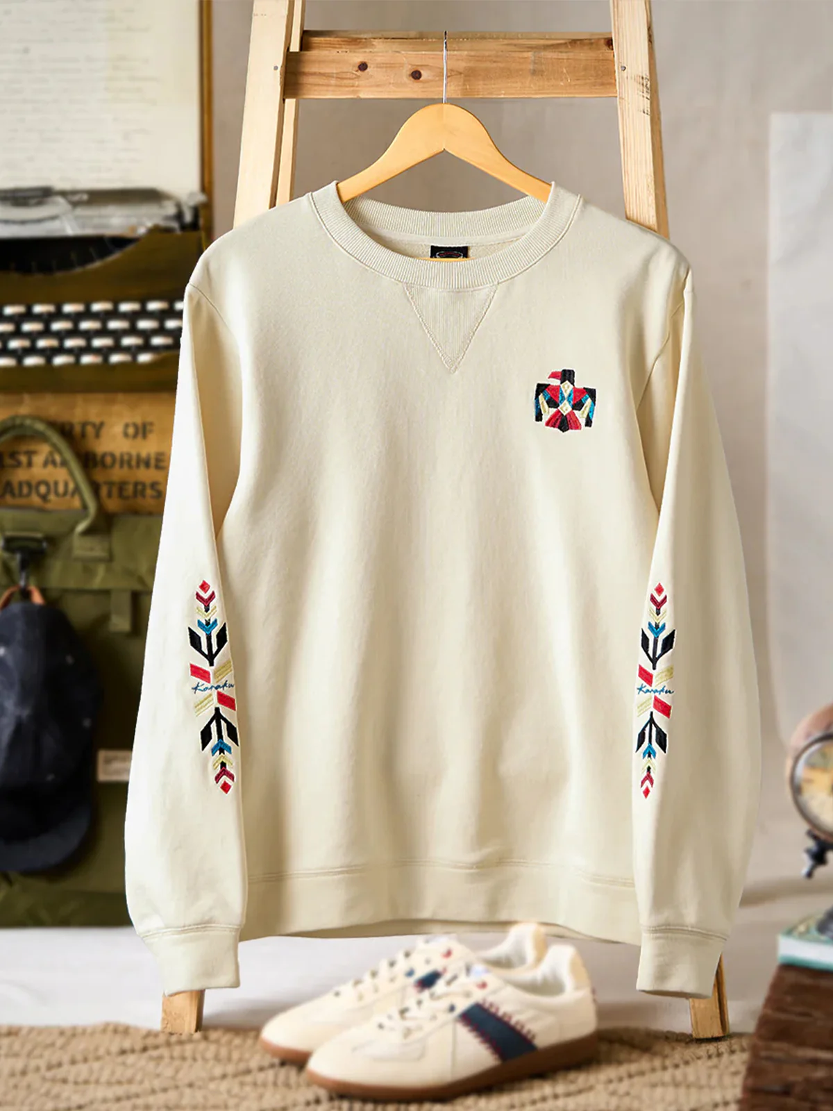 V-Gusset Sweatshirt with Navajo & Thunderbird Embroidery - Image 3