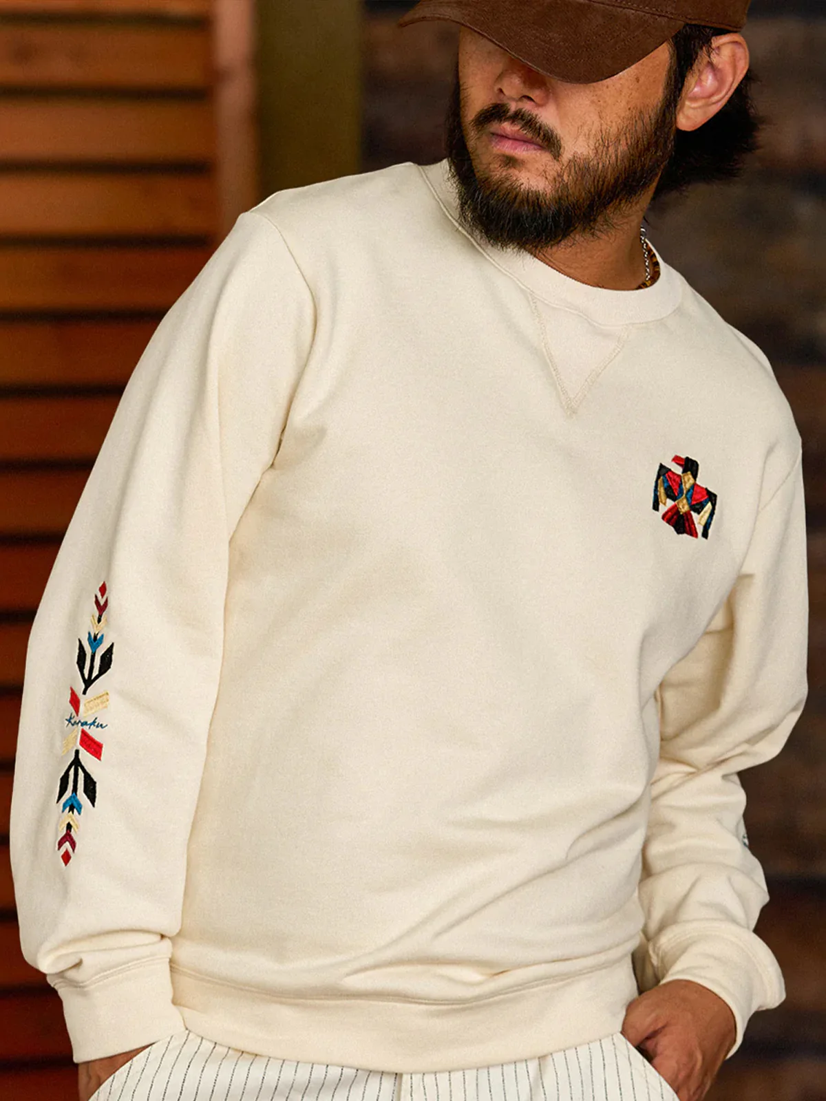 V-Gusset Sweatshirt with Navajo & Thunderbird Embroidery - Image 5