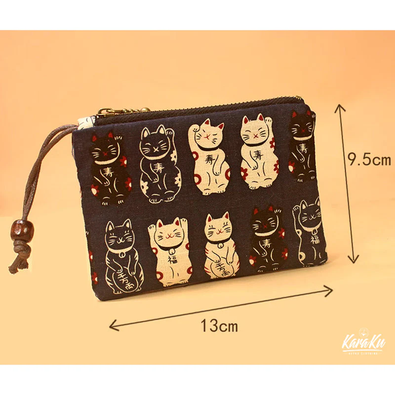 Lucky Cat Series Cotton Zippered Coin Purse - Image 10