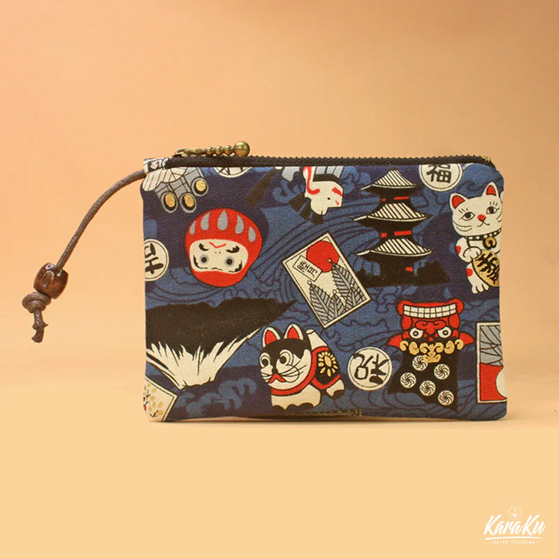 Lucky Cat Series Cotton Zippered Coin Purse - Image 5