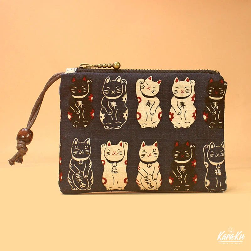 Lucky Cat Series Cotton Zippered Coin Purse - Image 7