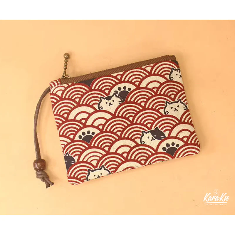 Lucky Cat Series Cotton Zippered Coin Purse - Image 9