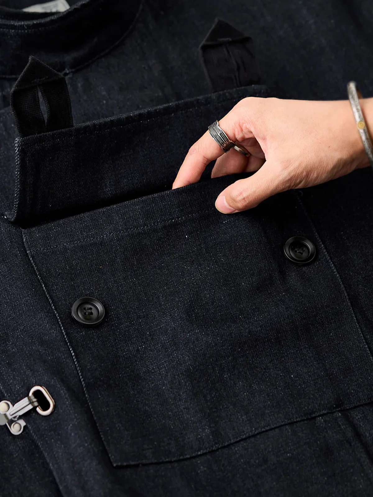13oz Denim Retro Swedish Soldier Biker Jacket - Image 9