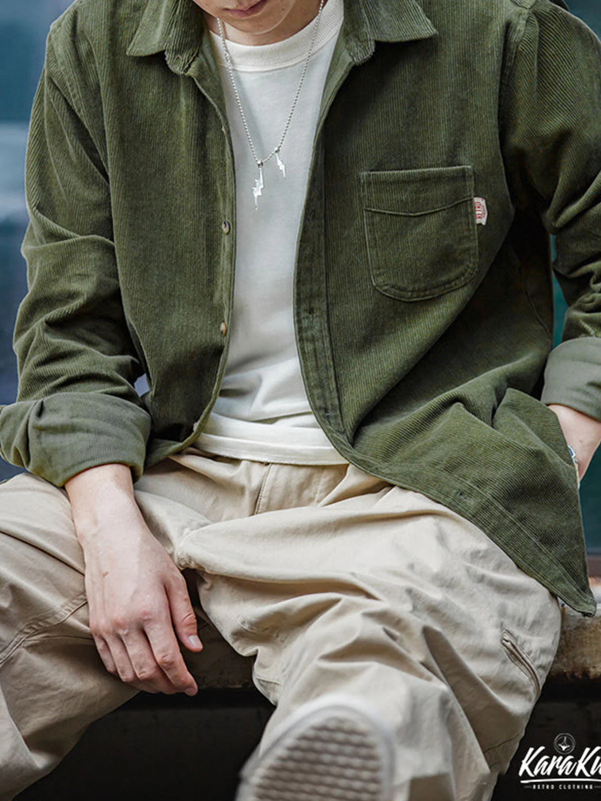 Solid Color Corduroy Work Shirt - Image 5