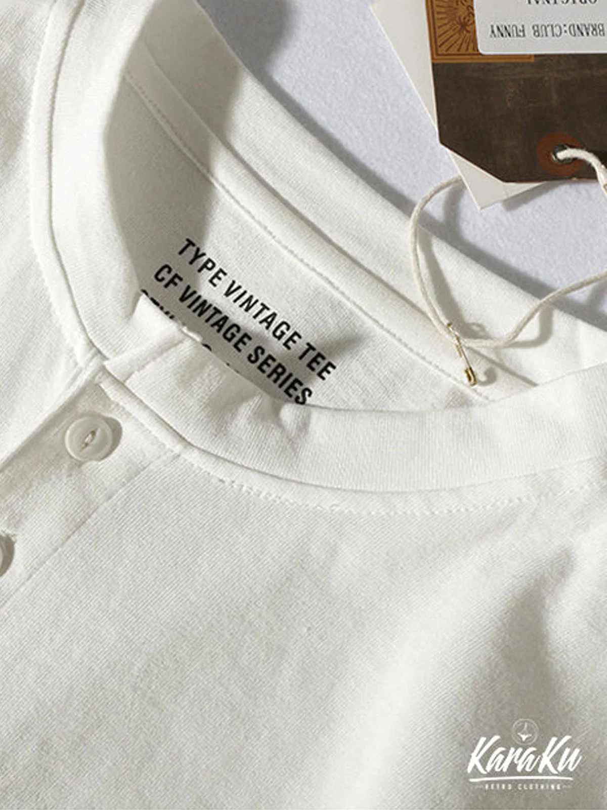 Mini Embroidery Cotton Henley Neck Tee - Image 10